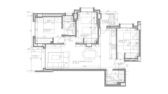 Apartment floor plan, 3 bedrooms in MIRADORES DEL PUERTO No. 3 (2D)